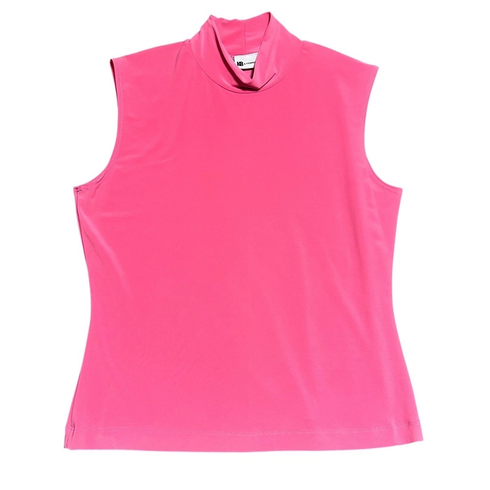 KB & Company Pink Sleeveless Mock Neck‎ Top L Y2K Minimalist Retro Mod Soft Girl